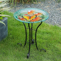 Glass Bird Bath with Metal Stand K48389