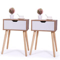 White 2Pcs Nightstand With Storage Drawers T5290