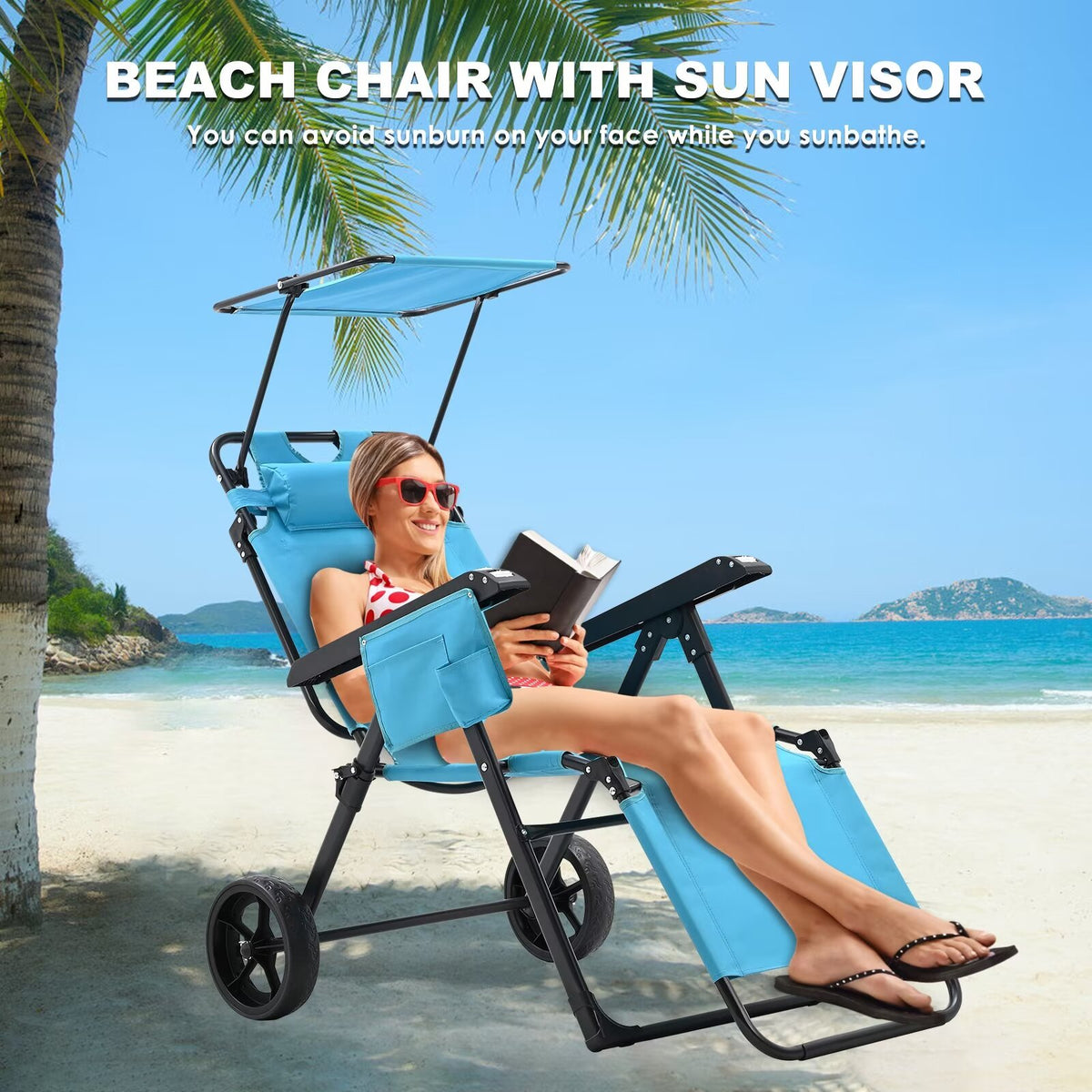 2 in 1 Beach Cart Chair with Shade J712