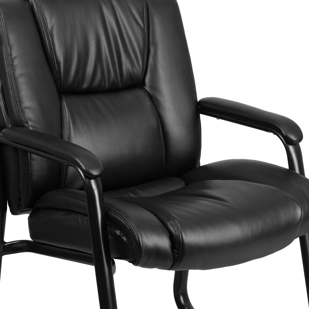 Black LeatherSoft Tufted Side Chair with Sled Base S352
