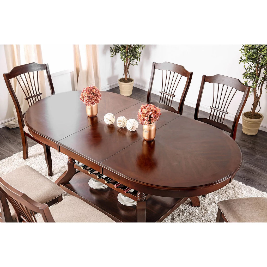 Brown Oval Wooden Dining Table with Storage Base G84170