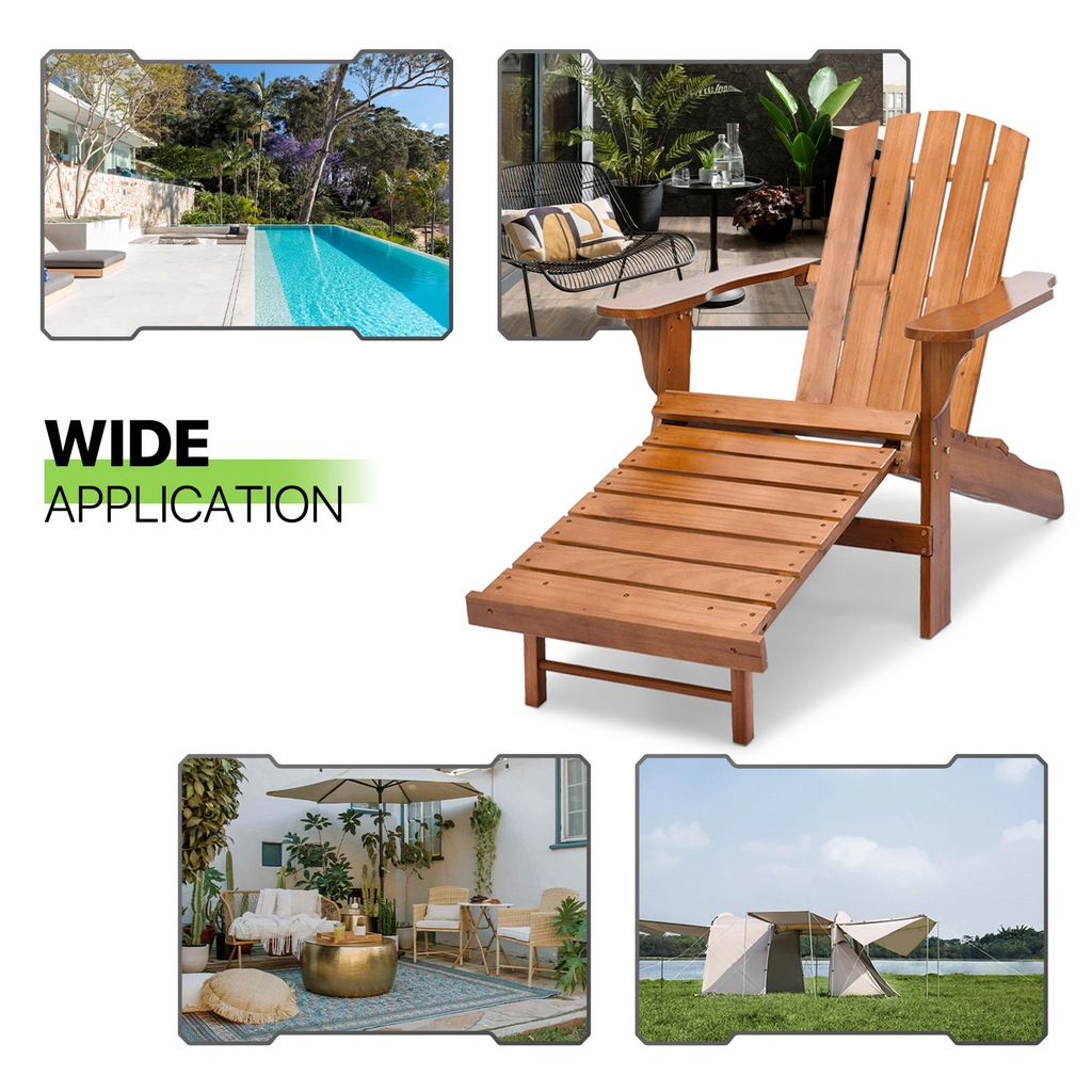 Set of 3 Teak Outdoor Folding Adirondack Chairs with Side Table Y710246