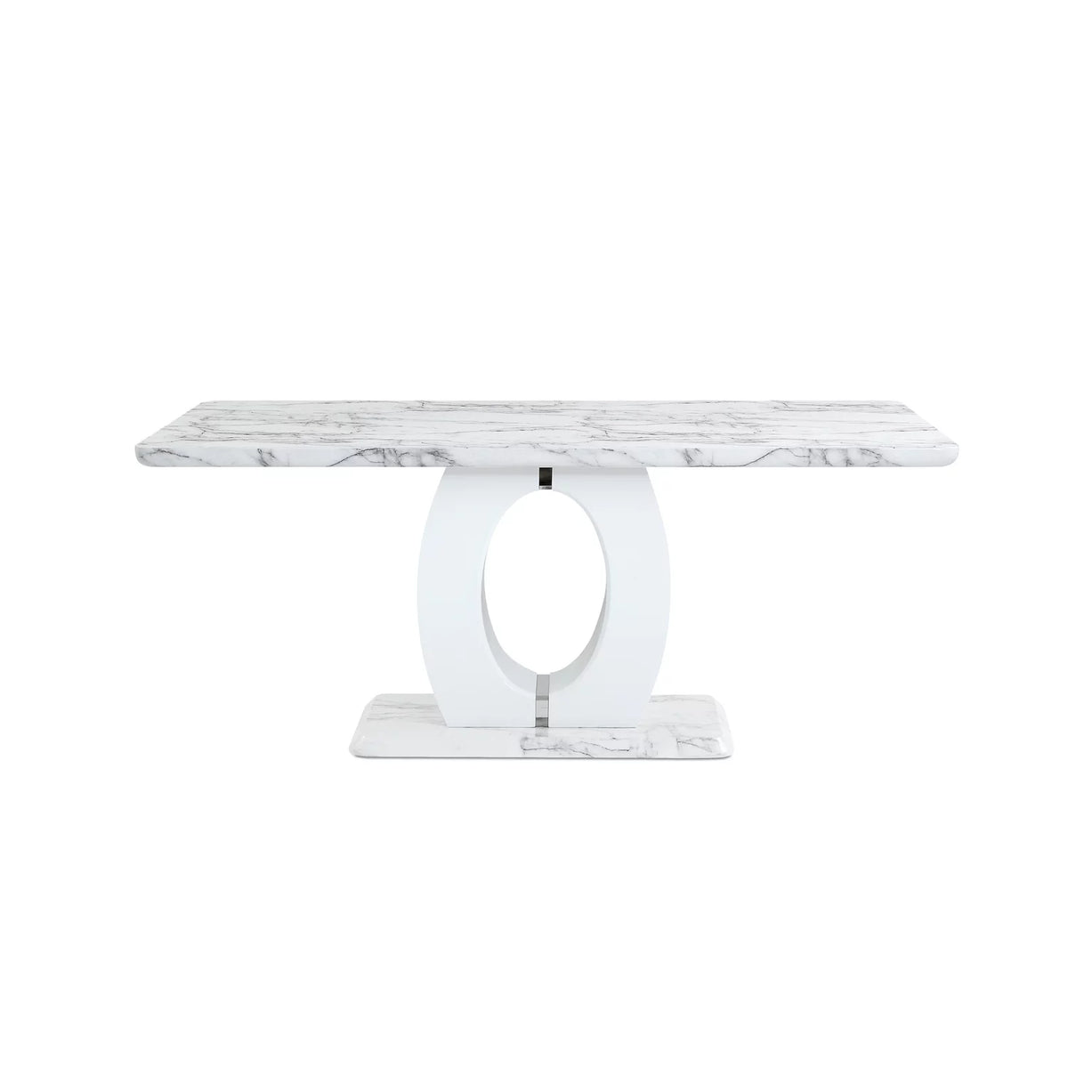 White Faux Marble Pedestal Base Dining Table E5483