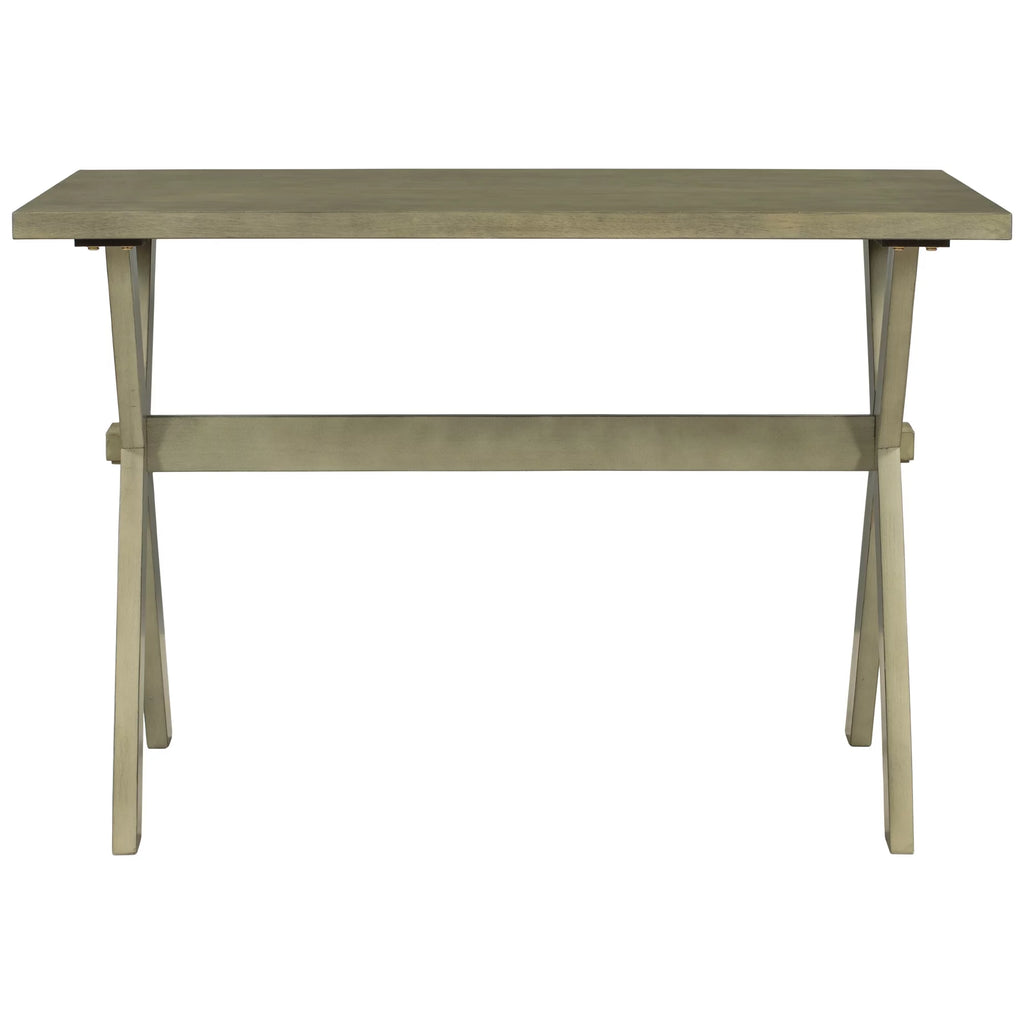 Farmhouse Rustic Wood Dining Table with X-shape Legs, Gray Green Q988963