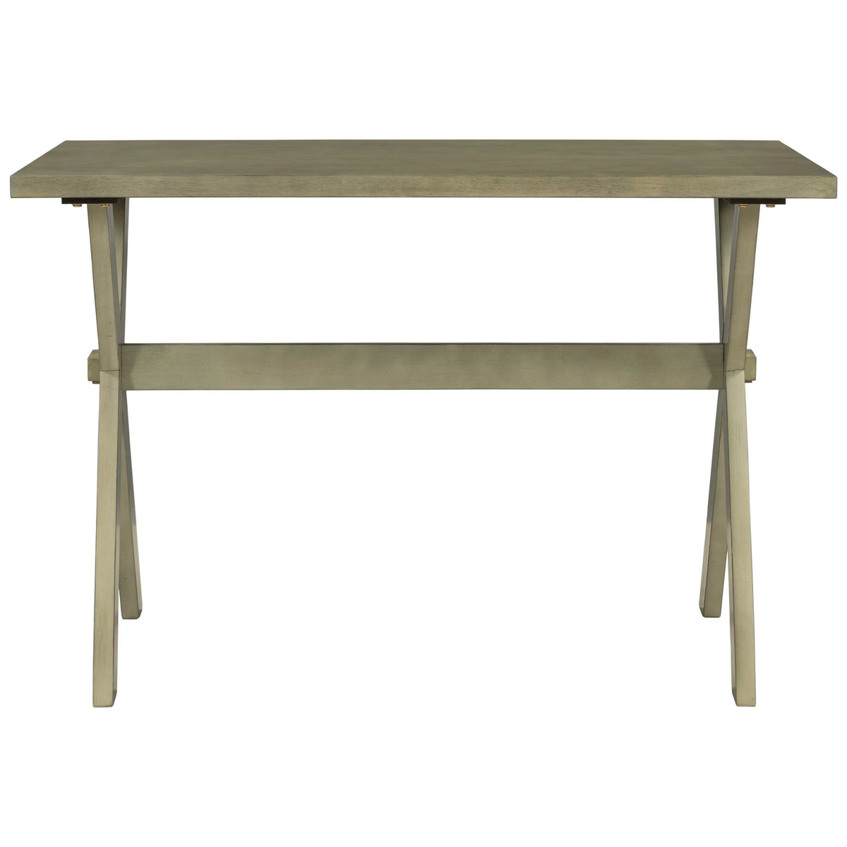 Farmhouse Rustic Wood Dining Table with X-shape Legs, Gray Green Q988963