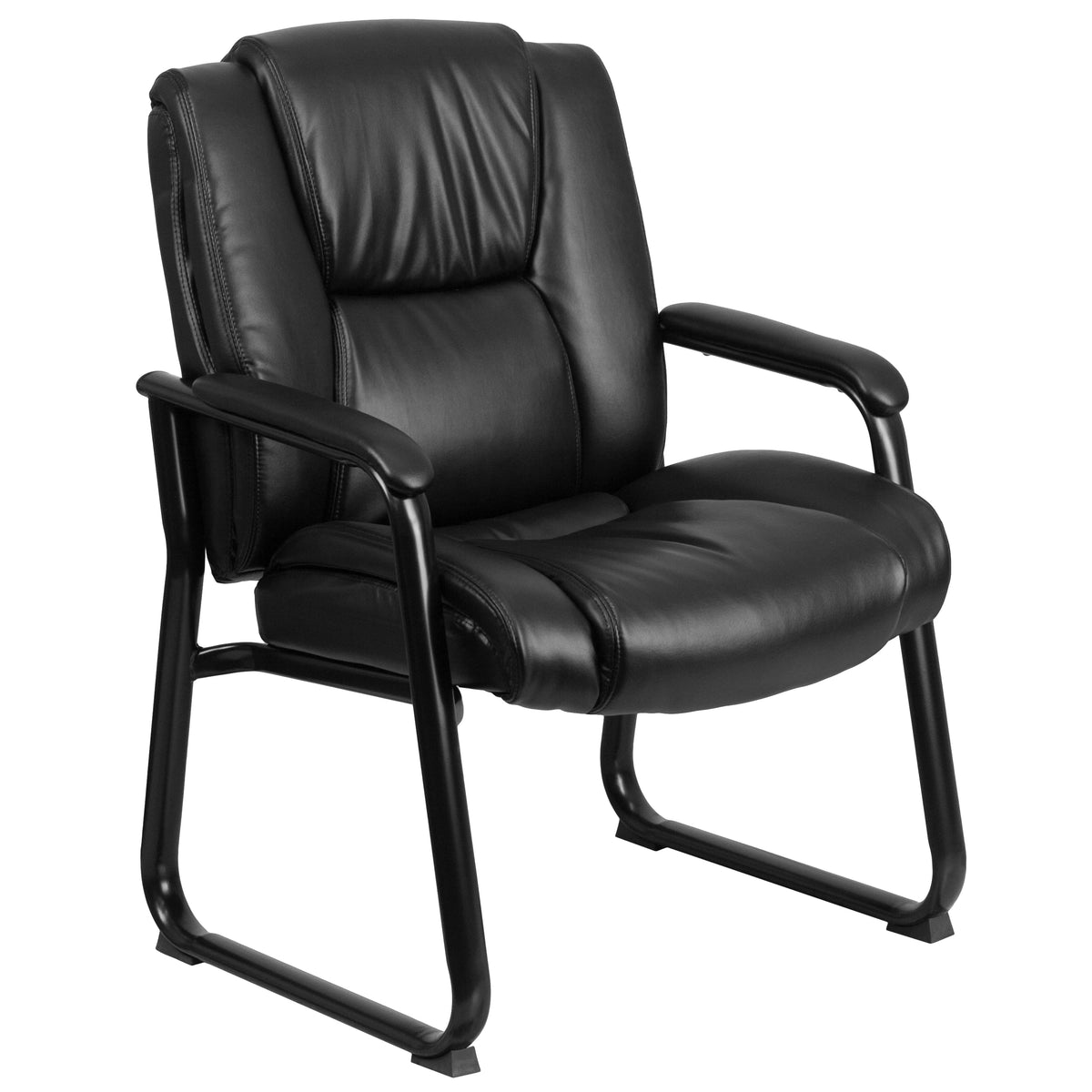 Black LeatherSoft Tufted Side Chair with Sled Base S352